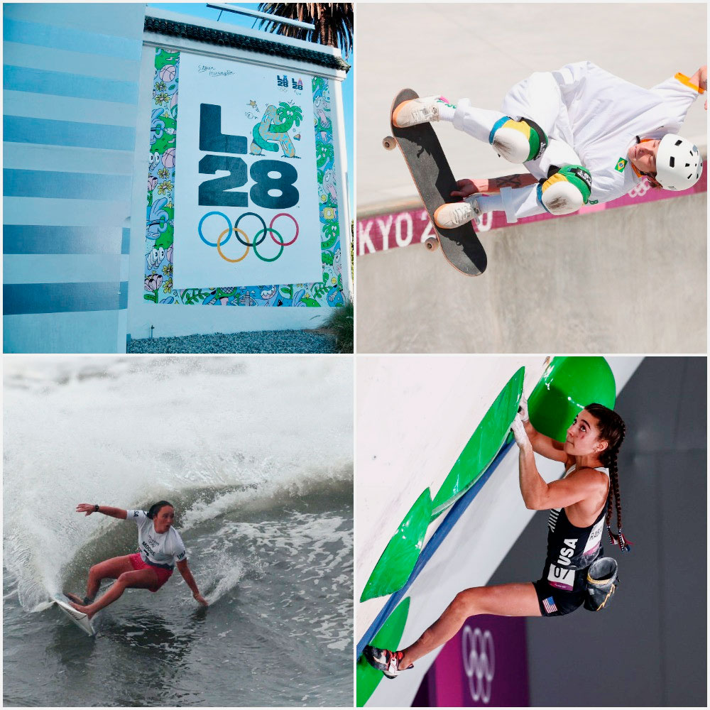 Surfe, skate e escalada esportiva já fazem parte do programa olímpico inicial de Los Angeles 2028