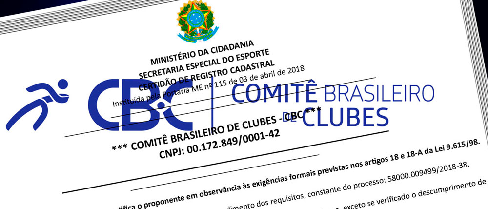 Comitê Brasileiro de Clubes recebe renovação da Certidão de Registro Cadastral, da Secretaria Especial do Esporte